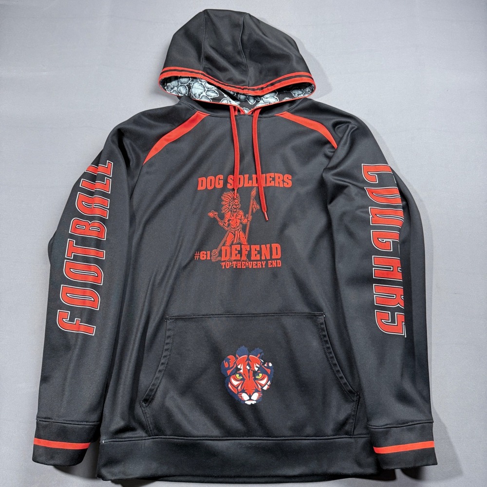 Alleson Dog Soldiers Football Athletic Hoodie Sweatshirt Orange Black #50 Medium